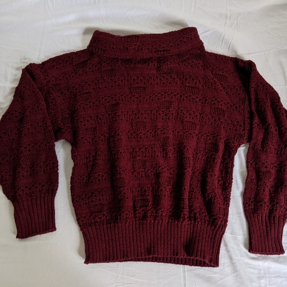 Savionette Burgundy Wine Mock Turtleneck Sweater - Picture 3 of 5